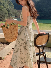 GXZ Floral Spaghetti Strap Midi Dress