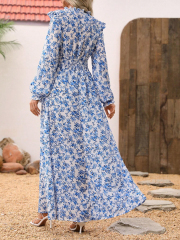 GXZ Floral Long Sleeve Maxi Dress