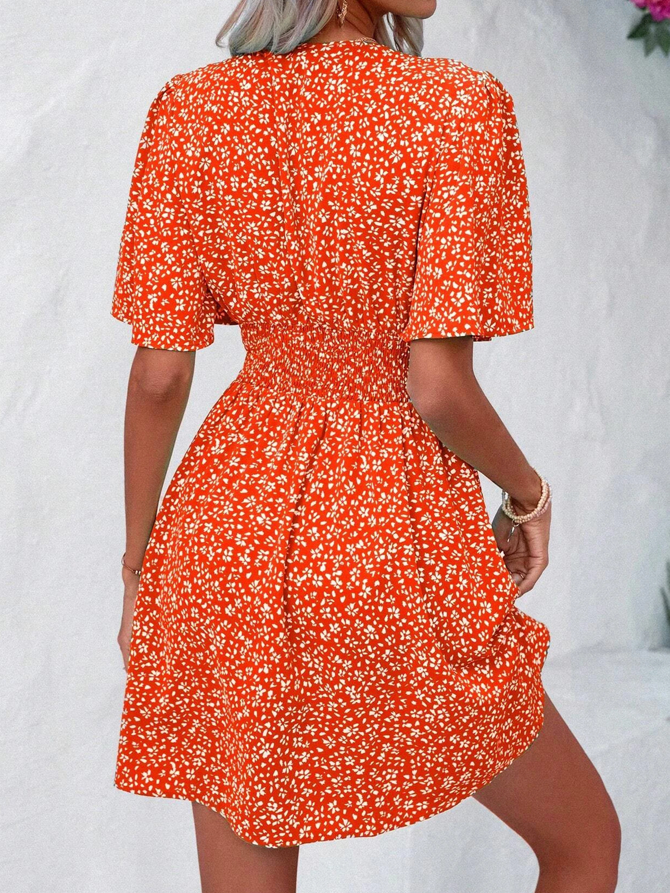 GXZ Women's Sleeveless Wrap Midi Dress with Artistic Print