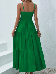 GXZ Women's Spaghetti Strap Green Maxi Dress