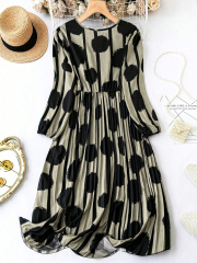 GXZ Black and Gold Polka Dot Stripe Dress