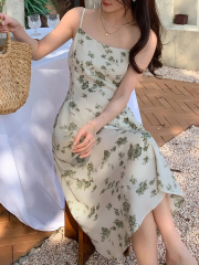 GXZ Floral Spaghetti Strap Midi Dress