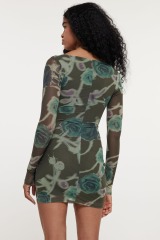 GXZ Long Sleeve Mesh Bodycon Mini Dress