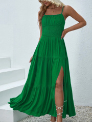 GXZ Women's Spaghetti Strap Green Maxi Dress