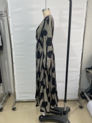 GXZ Black and Gold Polka Dot Stripe Dress