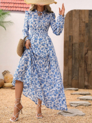 GXZ Floral Long Sleeve Maxi Dress
