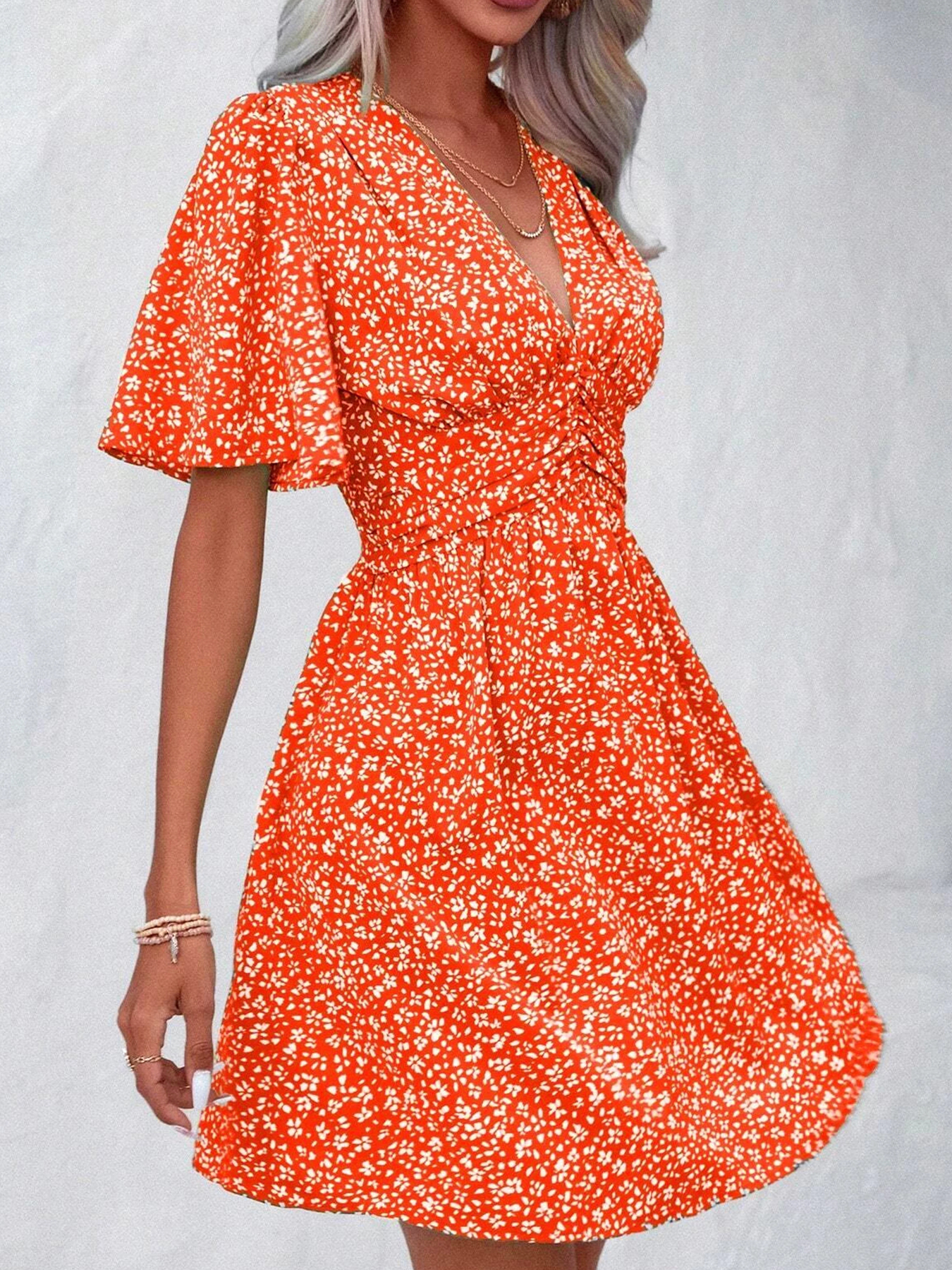 GXZ Women's Sleeveless Wrap Midi Dress with Artistic Print