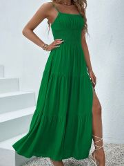 GXZ Women's Spaghetti Strap Green Maxi Dress