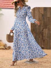 GXZ Floral Long Sleeve Maxi Dress