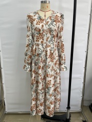 GXZ Floral Long Sleeve Midi Dress