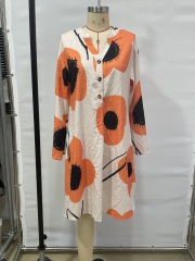 GXZ Women's Oversized Floral Tunic Dress