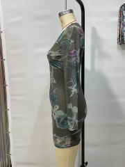 GXZ Long Sleeve Mesh Bodycon Mini Dress