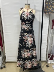 GXZ Women's Floral Halter Maxi Dress