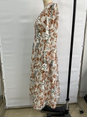 GXZ Floral Long Sleeve Midi Dress