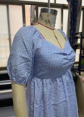 GXZ Women's Gingham Puff Sleeve Mini Dress