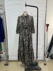 GXZ Patterned Maxi Dress with Collared Neck