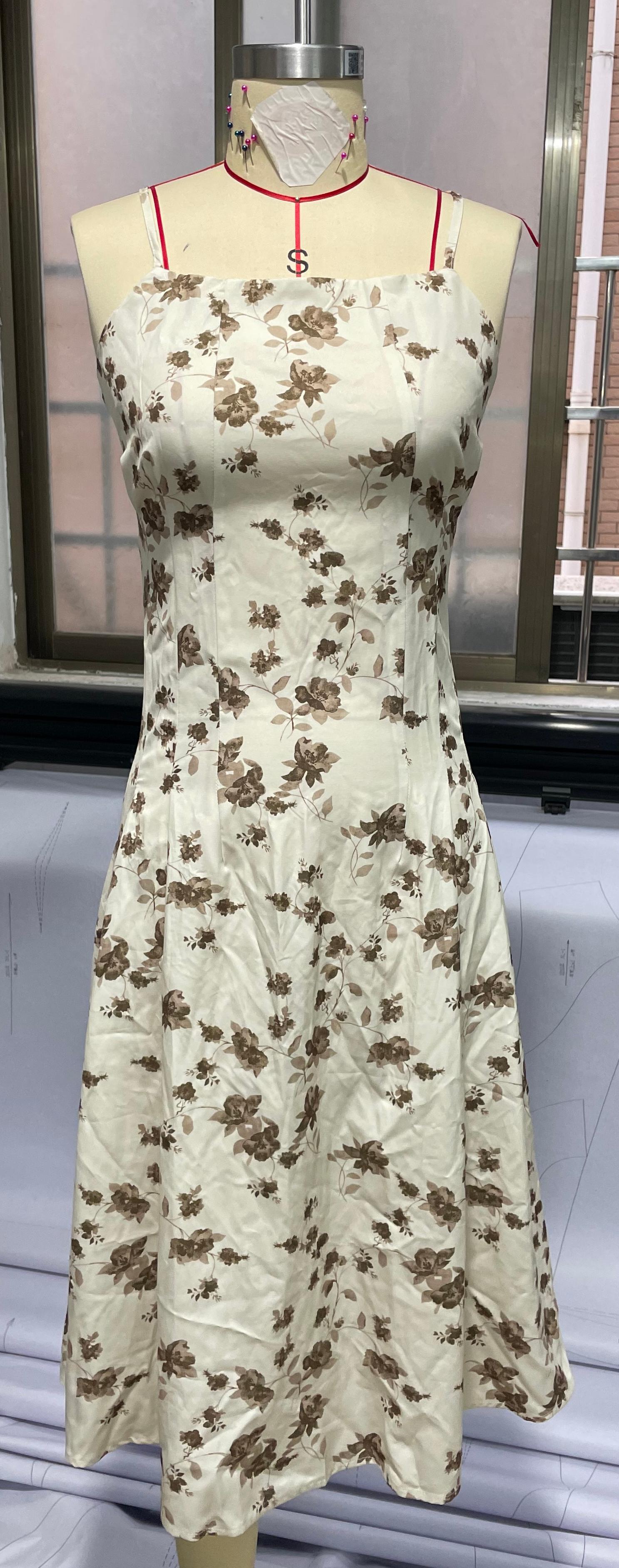 GXZ Floral Spaghetti Strap Midi Dress