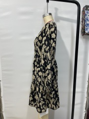 GXZ Women's Animal Print Long Sleeve Tiered Dress