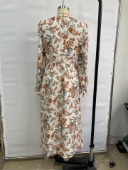 GXZ Floral Long Sleeve Midi Dress