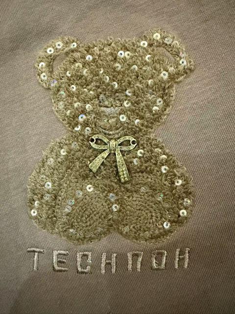 GXZ Women's Brown Teddy Sequin T-Shirt | Trendy Casual Wear for Women