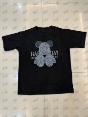 GXZ Women's Black Leopard Teddy Bear T-Shirt | Chic Casual Top