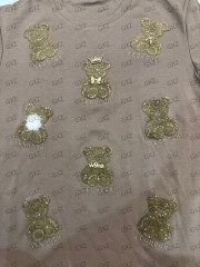 GXZ Women's Brown Teddy Sequin T-Shirt | Trendy Casual Wear for Women