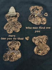 GXZ Teddy Bear Embroidered Black T-Shirt | Custom Women's Graphic Tee