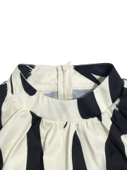 GXZ Women's Abstract Print High-Neck Jumpsuit Elegant Wide-Leg Design