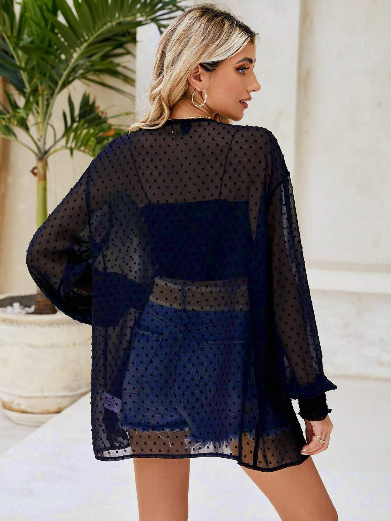GXZ Women's Sheer Polka Dot Kimono | Lightweight Summer Cover-Up