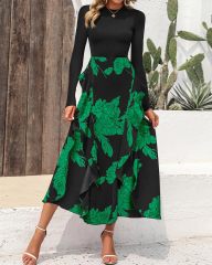 GXZ Women's Long Sleeve Floral Maxi Dress | Elegant Evening Wear