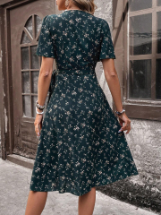 GXZ Women's Floral Wrap Midi Dress | Elegant Casual Summer Dress