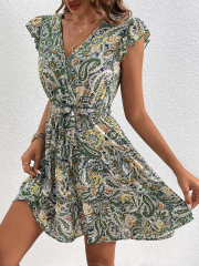 GXZ Women's Paisley Print Ruffled Mini Dress | Boho Chic Summer Dress