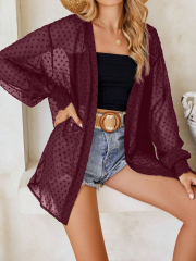 GXZ Women's Sheer Polka Dot Kimono | Lightweight Summer Cover-Up