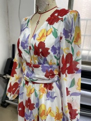 GXZ Women's Floral Maxi Dress with V-Neck | Flowing Elegant Design