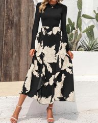 GXZ Women's Long Sleeve Floral Maxi Dress | Elegant Evening Wear