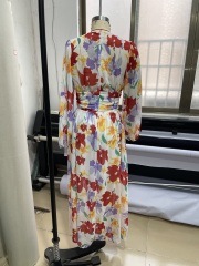 GXZ Women's Floral Maxi Dress with V-Neck | Flowing Elegant Design