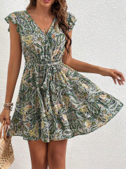 GXZ Women's Paisley Print Ruffled Mini Dress | Boho Chic Summer Dress