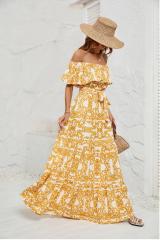 GXZ Women's Off-Shoulder Bohemian Maxi Dress | Summer Beach Style