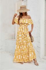 GXZ Women's Off-Shoulder Bohemian Maxi Dress | Summer Beach Style