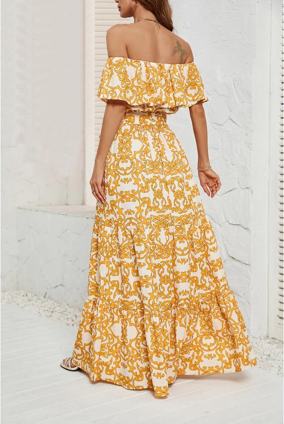 GXZ Women's Off-Shoulder Bohemian Maxi Dress | Summer Beach Style