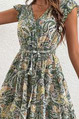 GXZ Women's Paisley Print Ruffled Mini Dress | Boho Chic Summer Dress