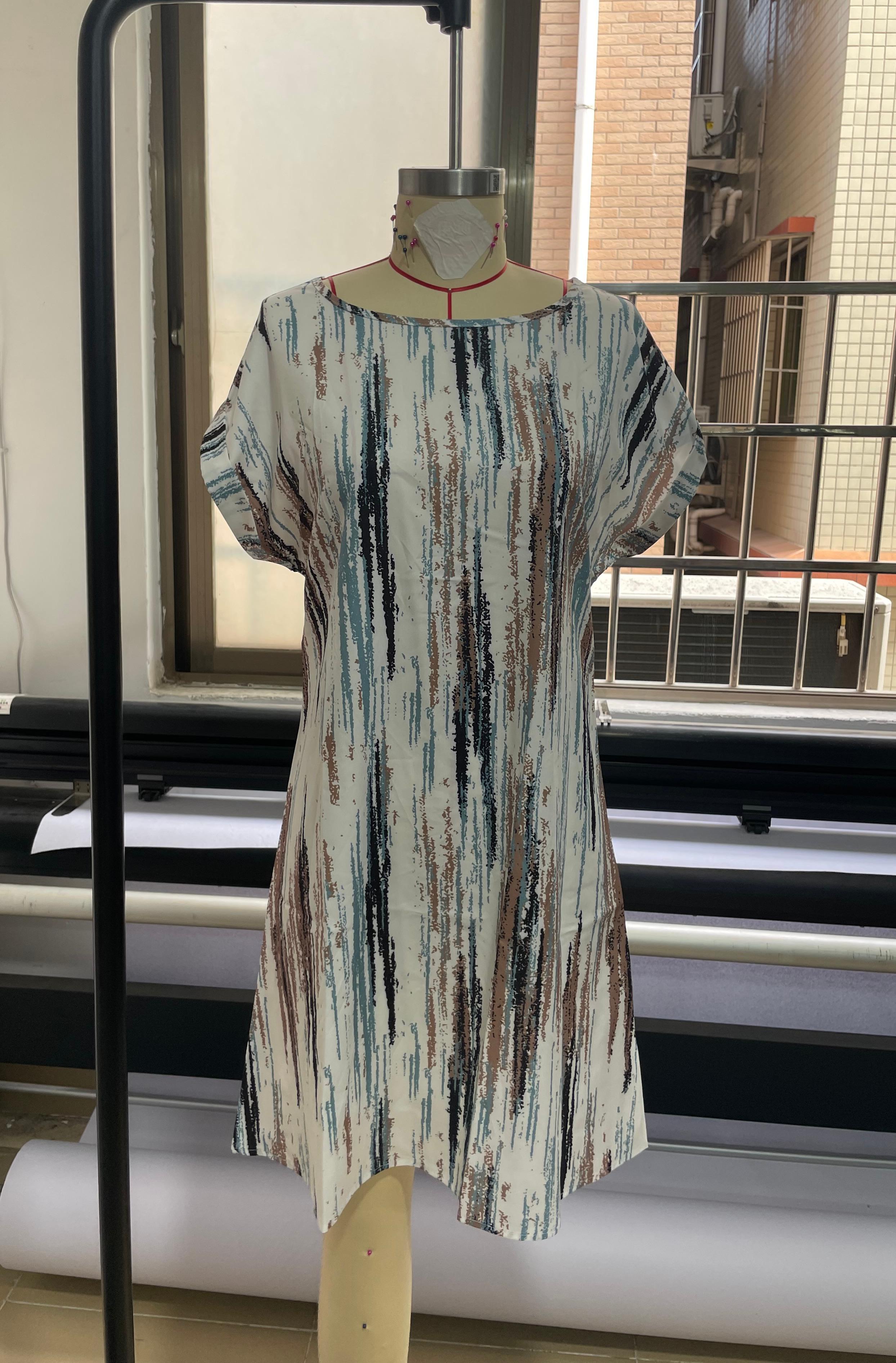 GXZ Women's Abstract Stripe Casual Shift Dress | Summer Essential