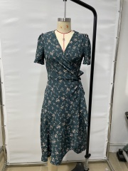 GXZ Women's Floral Wrap Midi Dress | Elegant Casual Summer Dress