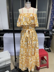 GXZ Women's Off-Shoulder Bohemian Maxi Dress | Summer Beach Style