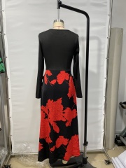 GXZ Women's Long Sleeve Floral Maxi Dress | Elegant Evening Wear