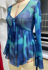 GXZ Women's Sheer Floral Print Blouse | Lightweight Summer Top