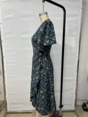 GXZ Women's Floral Wrap Midi Dress | Elegant Casual Summer Dress