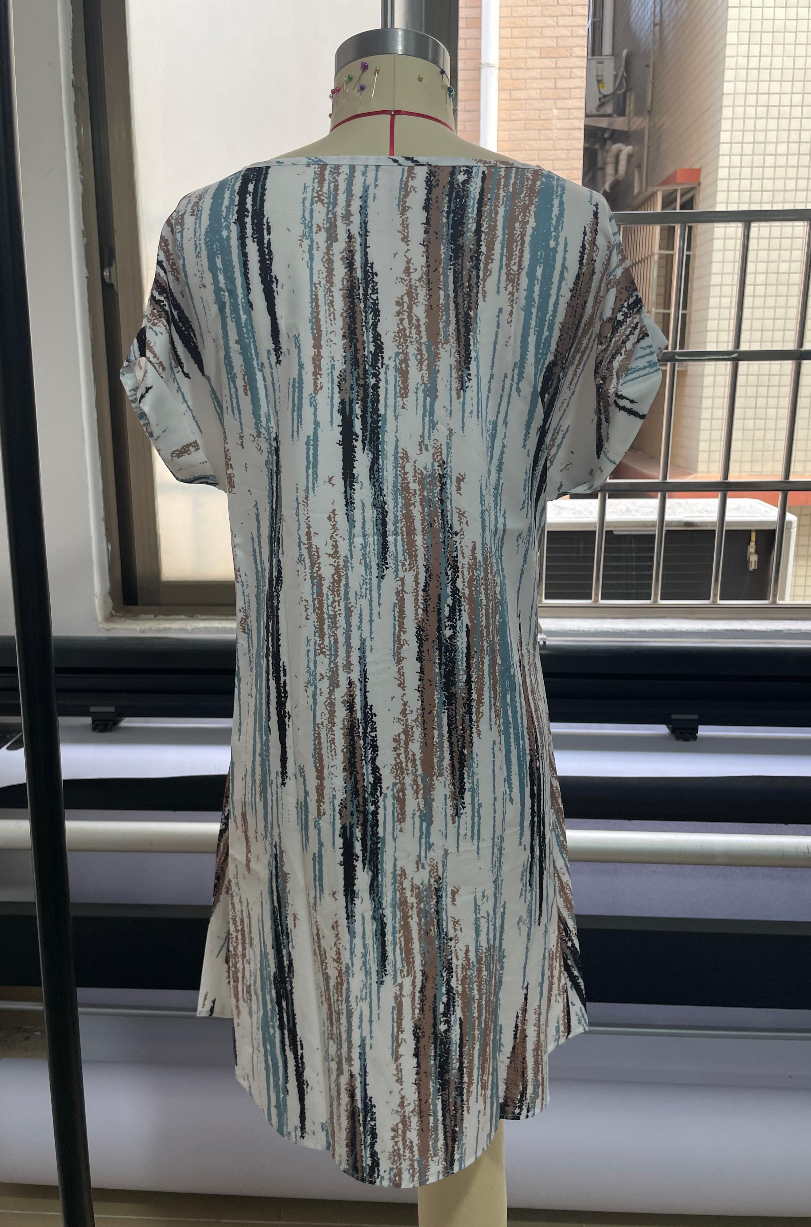 GXZ Women's Abstract Stripe Casual Shift Dress | Summer Essential