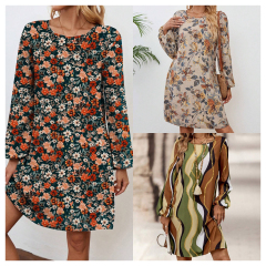 GXZ Women's Floral Print Long-Sleeve Shift Dress | Casual Elegance