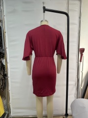 GXZ Women's Elegant Batwing Sleeve Bodycon Mini Dress